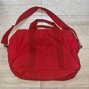 Vintage Lands' End XLarge Red Cotton‎ Canvas Bag W Toiletry Bag   Made in USA